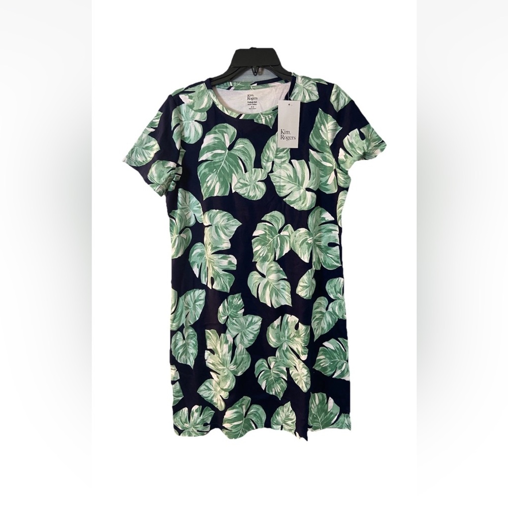 Kim Rogers Green Leaf Pattern Dress